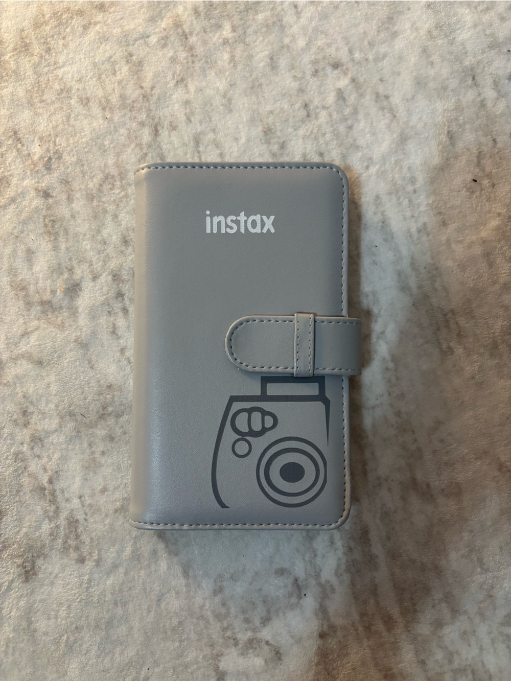 Instax Light Gray Instant Photo Wallet with Camera Graphic